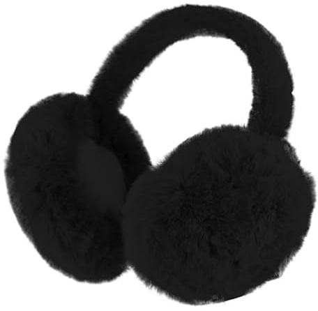 fiebig Ohrenschützer aus Kunstfell | Earband in Einheitsgröße 54-63 cm | Ohrenwärmer in Microfleece (One Size, Schwarz)