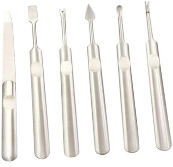 NOLITOY Juego De Herramientas De Manicura 6piezas Limas De De Inoxidable Tenedor De Muerta Recoger Aretes y Decoración De