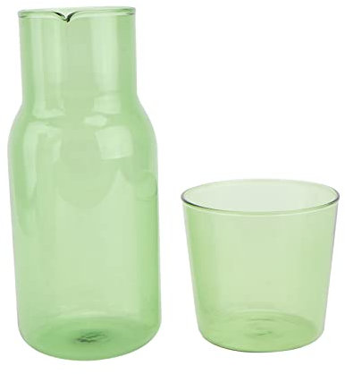 TOPBATHY Juego De Vaso De Vidrio De Borosilicato y Botella De Agua Verde (1 Vaso y 1 Botella), Resistente a Alta Temperatura, Para Uso Doméstico y Oficina, Adecuado Para Cenas, Fiestas y Picnics