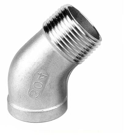 racor codo, 1/4 3/8 1/2 3/4 1 1-1/4 1-1/2 2 hembra a macho conector acodado de 45 grados acoplador conector de tubería de acero inoxidable 304,(2 Inch)