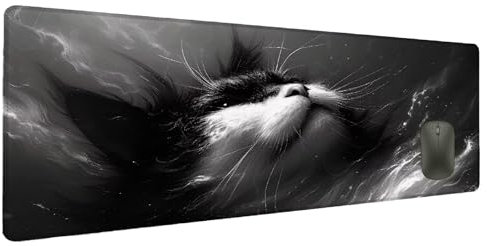 Mauspad XXL 1200x600mm Schwarz Mousepad Groß Schreibtischunterlage Weiß, Gaming Mauspad Gadgets Schreibtisch Zubehör, Wasserdicht Mouse Pad rutschfeste Vernähte Kanten Verbessert Geschwindigkeit Q-1