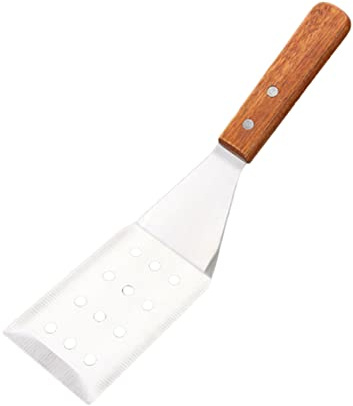 Spatule de Cuisson Biseautée en Acier Inoxydable, Manche Bois | 1 Pièce, Usage la Cuisine et Pâtisserie, Prise Confortable, Coupe Facile pour Steak