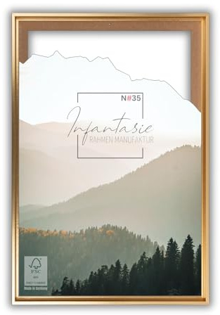 Infantasie 'N°35' Schattenfugenrahmen für 80x80 cm Keilrahmen | Gold | MDF-Holz Bilderrahmen für Keilrahmen Leinwände inkl. Aufhänger und Montagematerial
