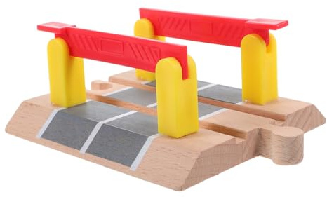 PartyKindom Wooden Railway Train Barricade Model Toy for Boys and Girls Educational Diy Train Track Accessory Pretend Play Simulation Road Block