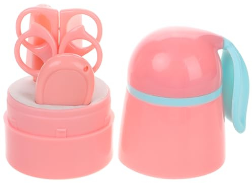 FUNNETOYU Nagelpflege Set mit Niedlicher Aufbewahrung Nagelschneider Schere Feile und Pinzette Sicher für Neugeborene und Kleinkinder Rosa Teiliges Set