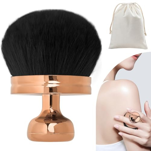 VLYX Extra Stor Kroppsminkborste för Brun utan Sol, 3,1 tum Kabukiborste för Foundation och Solbränna, Mjuka Strån för Ansikte, Ben och Rygg (Ljus Roséguld)
