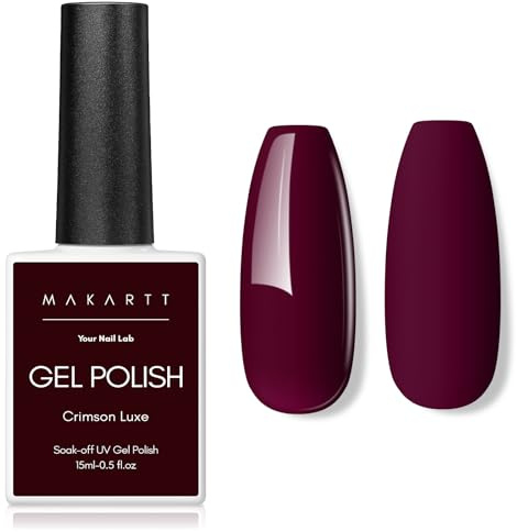 Makartt Dark Red Burgundy Gel Nail Polish - 15ml Maroon Red Soak off UV LED Lamp Art Manicure Salon DIY Home Intense Color Gifts for Women Crimson Luxe Fall Winter