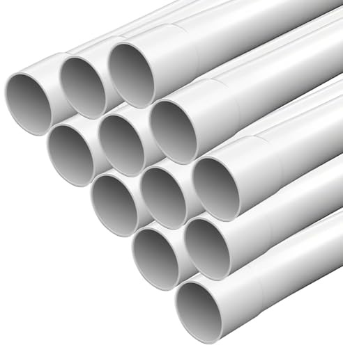 RITHRY Installationsrohr M25, 12m starr PVC leerrohre für elektroleitung schwer entflammbar, kabelrohr mit 25 Kabelklemmen – Rohr 20mm für Aufputzinstallation Weiss