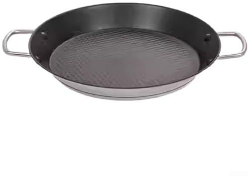 Sartén comercial de acero inoxidable de costilla corta con escamas de pescado antiadherente y base compuesta reforzada para cocinar con calor uniforme y freír barbacoa (22 cm)