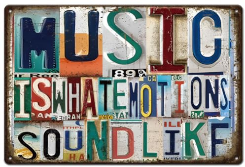 SUPERDANT Music Metal Signs Inspirational Quotes Tin Signs Collage Text Wall Plaques Funny Iron Poster Art for Man Cave Home Music Room Bar Pub Vintage Decor Housewarming Gift
