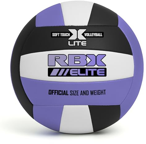 RBX Elite Performance Volleyball, Official Size 5, Soft Touch Cover, All Weather, Indoor/Outdoor (Violet/Black)