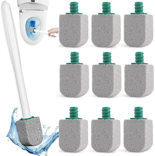 Aieraczy 10 piezas de piedra pómez para inodoro, piedra pómez de limpieza de inodoro con mango largo, cepillo de limpieza de inodoro reemplazable, limpiador de inodoro para removedor de cal de inodoro