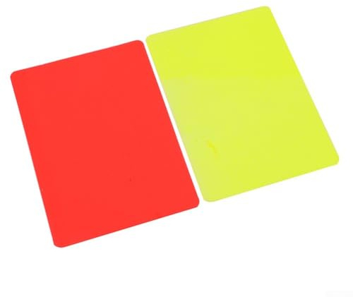 Vidonergy Cartes d'arbitre rouges et jaunes pour matchs de football - Cartes disciplinaires en PVC de style officiel, 11 x 8 cm, légères et pliables, paire (R