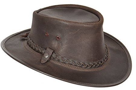 House of Leather Original Australisch Bac Pac Traveller Cowboyhüte BC Hut Echtes Leder Braun