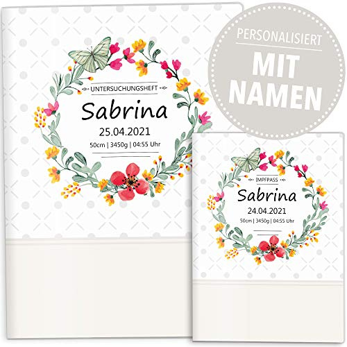 OLGS U-Heft Hülle und Impfpasshülle Mommy Love Butterfly | Untersuchungsheft Hülle inkl. Impfpasshülle Geschenkidee personalisierbar mit Namen & Geburtsdatum (U-Heft Set personalisiert, ohne Motiv)
