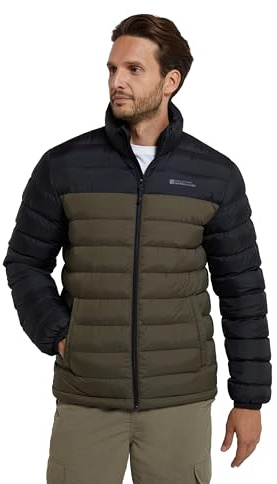 Mountain Warehouse Vista Mens Padded Jacket - Water-resistant, Warm & Iso therm Puffer Coat with Padded Insulation, Everyday Use - Spring Summer, Walking, Outdoors Khaki L
