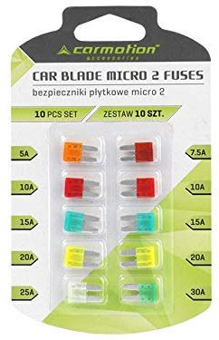 myshopx Automotive Micro 2 fusibles 9 mm 5 A hasta 30 A, 10 unidades, plástico, montaje a través