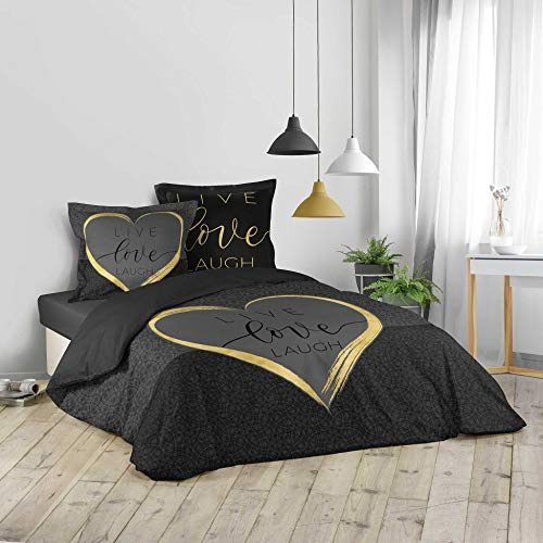 Douceur d'intérieur, 3-teiliges Bettwäsche-Set (260 x 240 cm) Crazy Love, 100% Baumwolle