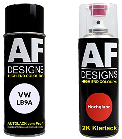 Alex Flittner Designs VW LB9A Candyweiss Autolack-Spraydosen-Set 2x400 ml | Fahrzeugspezifisches Autolack Set: Spraydose Set für VW Farbcode LB9A Candyweiss mit präziser Farbabstimmung