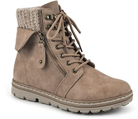 CLIFFS BY WHITE MOUNTAIN Women's Kaylee Ankle Boot, Natural/Fabric/Sweater, 11 M