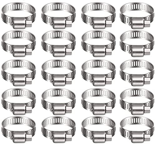 Litensh 20 unidades Clips de manguera de acero inoxidable, 10-16mm abrazaderas de manguera de engranaje helicoidal abrazadera de tubería, abrazadera de tubería de combustible