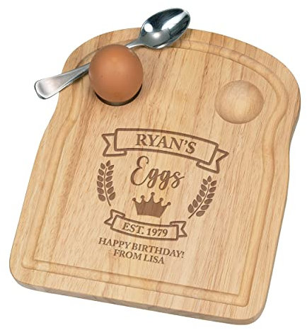 Personnalisé Fofolle Coquetier Board Couronne Tout Nom Petit Déjeuner en Bois Personnalisé Pâques