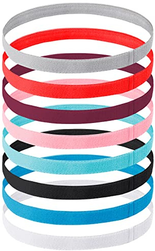 8 Piezas Cinta Pelo Deporte, Diadema Hombre Elastica Cinta Pelo Hombre Mujer Diadema Deportiva Antideslizante para Yoga, Jogging, Fútbol, Ténis, Ciclismo （Multicolor