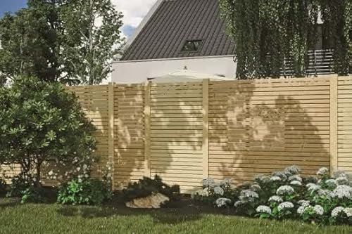 Gartenwelt Riegelsberger Rhombus-Sichtschutzzaun II Gartenzaun Massivholzzaun sibirische Lärche natur Komplettset | 1x Zaunelement Rhombus II 180x180 cm + 2x Pfosten | Zum Einbetonieren