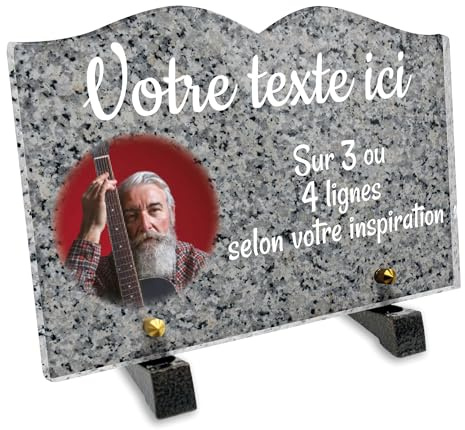 Placa funeraria libro con foto personalizable en plexi patrón granito 2, diferentes tamaños, grosor 6mm, personalizado en varias líneas 22x15 cm