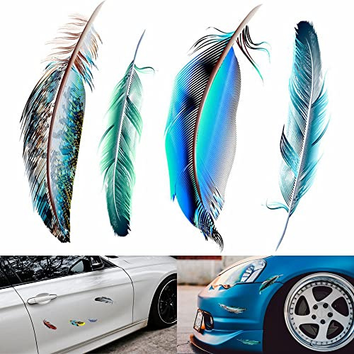 Kiwochy 4PCS Autoaufkleber 3D Cartoon Feder Sticker PVC Aufkleber Car Sticker Auto Dekorative Kratzer Reparatur Dekoration für Auto Motorrad Scooter Helm Fahrrad Laptop
