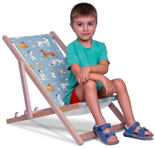 DreamRoots Sdraio Pieghevole Bambini 130kg - Sedia Pieghevole - Sdraio Legno Di Faggio - Sediolina Mare Bambini 100% poliestere 220 g/m2