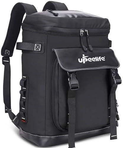 Upeelife Kühlrucksack 30L mit Picknickdeck Befestigungsband, Wasserdichter Picknickrucksack Kühltasche Gross Rucksack zum Kühl, Warm und Frisch von Speisen beim Camping Wandern (Schwarz)
