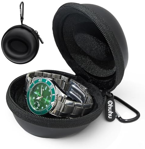 Ohuhu Watch Travel Case for Men Portable Single Watch Organizer Fits 56mm