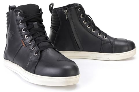 Milwaukee Leather MBM9114 Men's Black Waterproof Leather Street Riding Shoes with Shift Protection and Ankle Support - 10.5