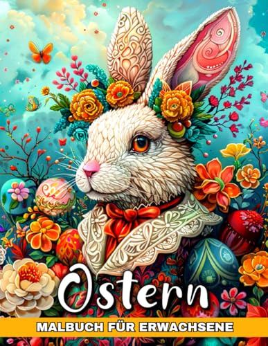 Ostern Malbuch für Erwachsene: Frohe Ostern Ausmalbuch für Erwachsene - 50 Malvorlagen von Osterhasen, Ostereiern, Kücken, Frühlingsszenen und Mehr
