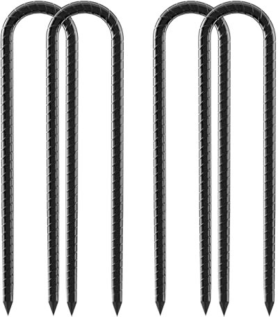 Necneecu Bodenanker Zeltheringe Trampolin 12 Zoll U-Haken Erdanker Camping Zelte Metallspieß mit Meißelspitz für Sicherung Vordächern、Schaukel、Zäune、Fußballstange 8 Stück (U-4 Stück)