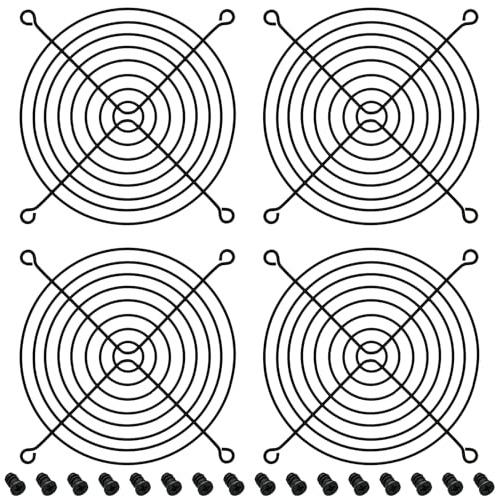 HiQltyla 120mm Fan Grill with Screws, Desktop Computer Case Fan Grills for 120mm Fans, Black Color - 4 Pack