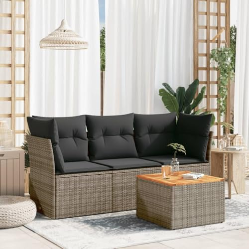 Festnight Gartensofa Rattan Sofa mit Stauraum 3 Sitzer Lounge Sofa Outdoor Rattansofa 3er Balkon Lounge Klein Balkonmöbel Couch Gartenlounge Gartenmöbel Polyrattan