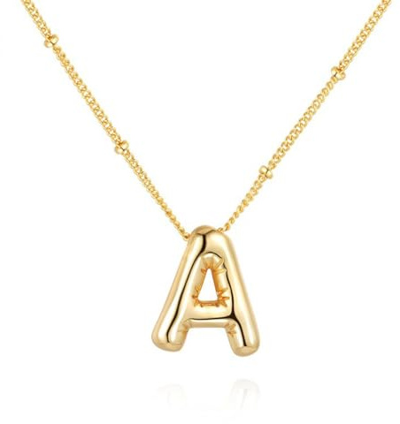 VCCKNB JEWELRY Initialen-Halsketten für Frauen und Mädchen, 14 Karat vergoldet, Buchstaben-Anhänger-Halskette von A-Z, Monogramm-Halsketten, Alphabet-Anfangsschmuck, zierliche, trendige (Gold-A)