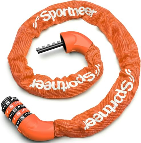 Sportneer High Security Chain Lock - 5-Digit Combination Anti-Theft Lock for Bicycle, Motorcycle, Scooter, Door