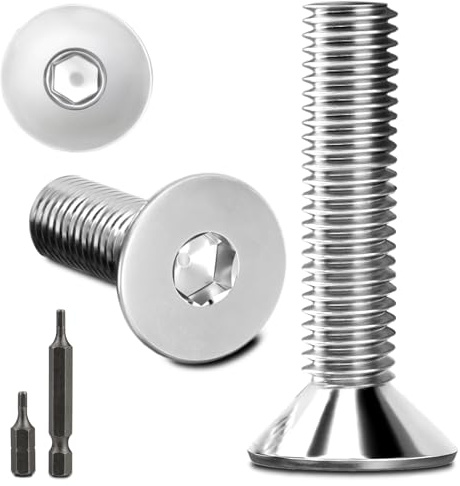 150Stk senkkopfschrauben edelstahl M4X20mm Innensechskant M4 edelstahlschrauben Senkkopf Schrauben Steckdose Gewindeschrauben Senkschraube DIN 7991/ISO 10642 mit 2 Stk Sechskant Schrauberkopf (Silber)