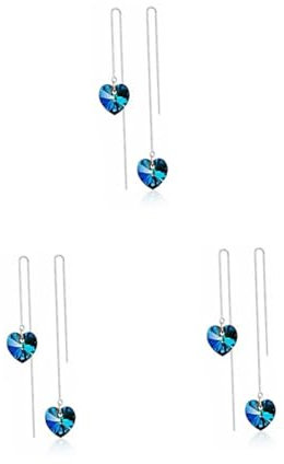 SOIMISS 3 Pièces boucles d'oreilles coeur bleu cosses pour femmes boucles d'oreilles enfileur coeur dos pour clous à fantasie unique Blue