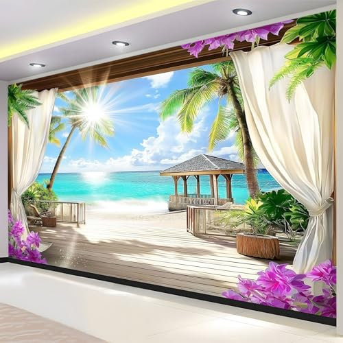 Terrazza Vista Mare Naturale Carta Da Parati Fotografica Moderno Murale per Pareti Soggiorno Camera Da Letto - Fotomurali Tessuto Non Tessuto 250x175 cm