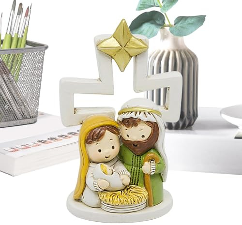 Estatua de la Sagrada Familia, Nacimiento de Jesús, Escena de Pesebre en Miniatura, Juego de belén de Navidad, Juego de Figuras de Pesebre para Accesorios de Manualidades