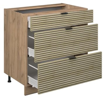 Vicco Küchenunterschrank Fame-Line, Eiche Paneel, 80 cm