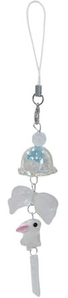 XINGLIDA Modeschmuck, Stilvoller Handyanhänger mit Hasen- und Quallenmotiv, handgefertigt, Bastelbedarf, Handykette aus Acryl und Legierung fü