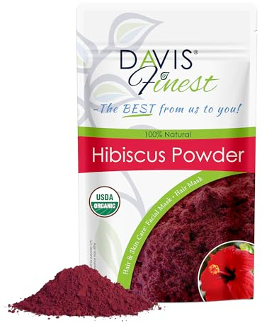 Davis Finest Organic Hibiscus Powder Hår & Hud, Ansiktsmask, Ansiktsinpackning, Hårväxt, Glans och Vård (250 g)