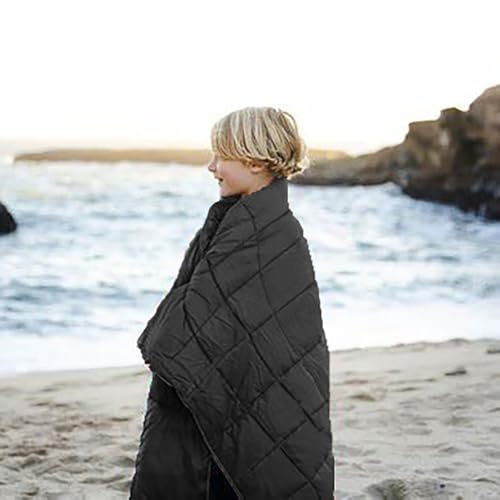 HIDEWALKER Couverture de Camping Légère Chaude Sac de Couchage Pliable pour L'extérieur Cape Portable Compact Couette Couchage pour Avion Maison Randonnée Pique-Nique (Noir)