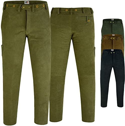 German Wear Lange Jagd Trachten Lederhose Jägerhose Jagdhose Nubukleder, 60/4XL, Jagdgrün