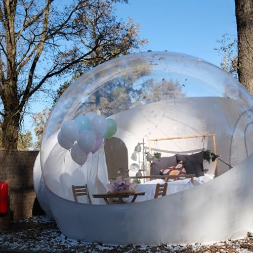 Aufblasbares Campingzelt FüR DraußEn, Transparentes Kommerzielles Campingzelt, Klare Kuppelzelt-CampinghüTte, Mit Leisem LuftgebläSe,220v-13ft